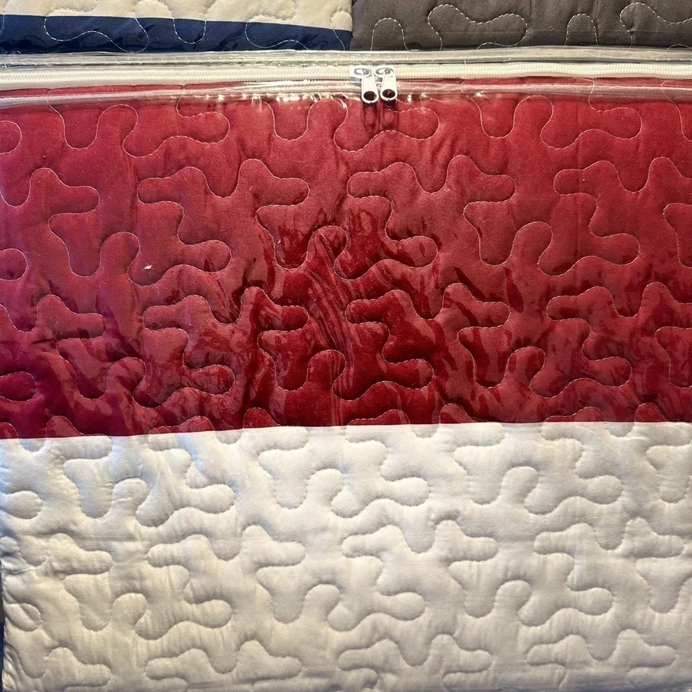Hotel at home King 3pc Quilt set Red White and Blue Stripes
